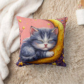 Coussin Cute sleeping cat resting on a crescent moon (Couverture)