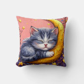 Coussin Cute sleeping cat resting on a crescent moon (Recto)