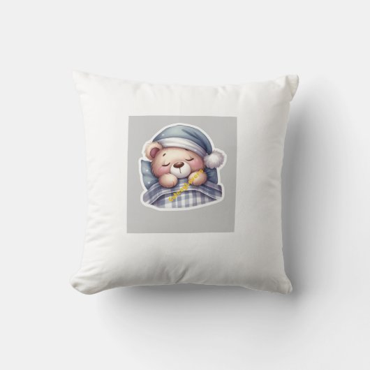 Coussin Cute Sleeping Teddy Bear Pillow – Kawaii Cozy Bear (Recto)