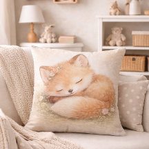 Cute Sleeping Woodland  Baby Fox Neutral Kids Room