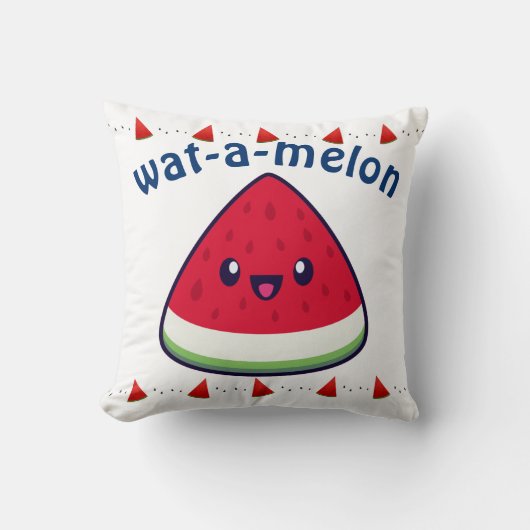 Coussin Cute Smiling Kawaii Watermelon (Recto)