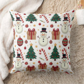 Coussin Cute Snowman & Candy Cane Christmas Throw Pillow (Couverture)
