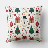 Coussin Cute Snowman & Candy Cane Christmas Throw Pillow  (Verso)