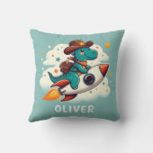Coussin Cute Space Cowboy Dinosaur Riding Rocket (Verso)