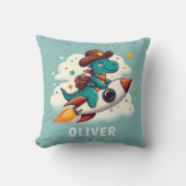 Coussin Cute Space Cowboy Dinosaur Riding Rocket (Recto)
