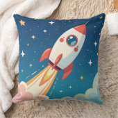 Coussin Cute space rocket blasting off (Couverture)