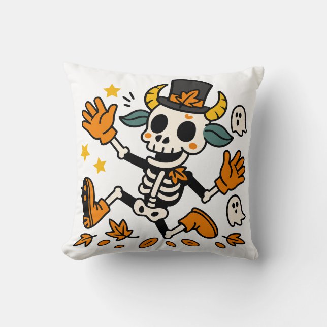 Coussin Cute Spooky Skeleton Goat Throw Pillow (Recto)
