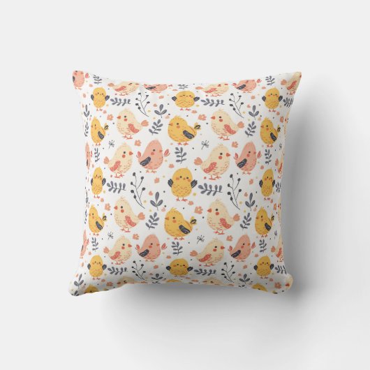 Coussin Cute Spring Chicks et modèle floral (Verso)
