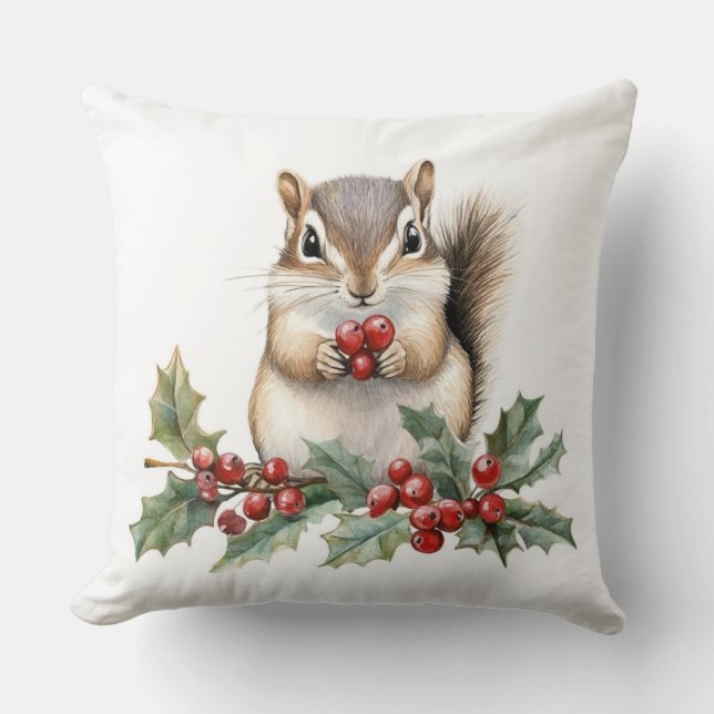 Coussin Cute Squirrel Christmas Throw Pillow (Recto)