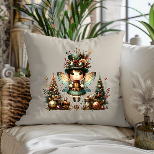 Coussin Cute Steampunk Fée de Noël et Arbres de Noël