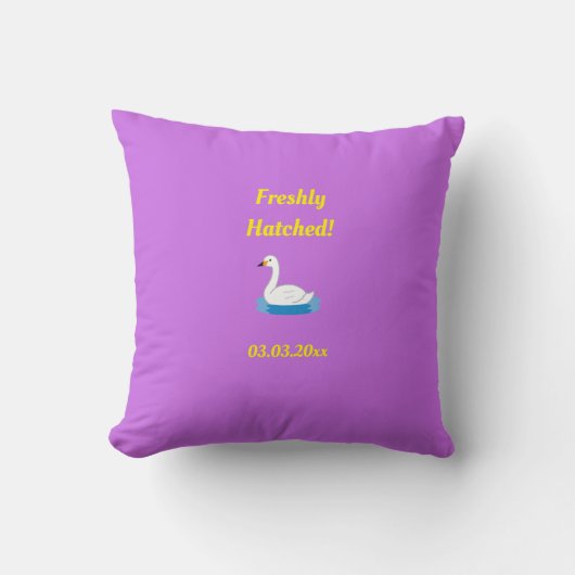 Coussin Cute Swan thème Baby shower fille (Recto)