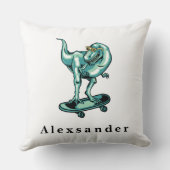 Coussin Cute T Rex Dinosaur avec nom du monogramme (Verso)