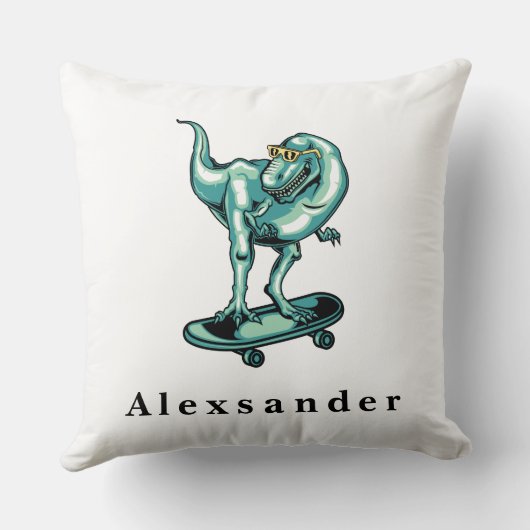 Coussin Cute T Rex Dinosaur avec nom du monogramme (Verso)