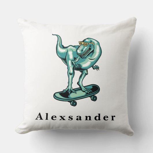 Coussin Cute T Rex Dinosaur avec nom du monogramme (Recto)