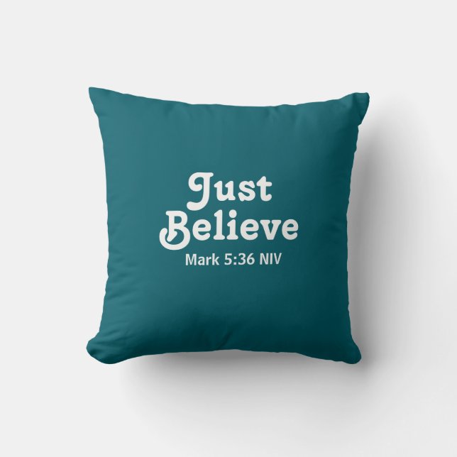 Coussin Cute Teal and White Believe in Miracles Faith (Recto)