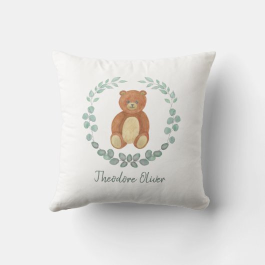 Coussin Cute Teddy Bear Green Nursery (Verso)