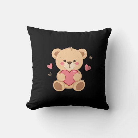 Coussin Cute Teddy Bear Holding Heart – love (Recto)