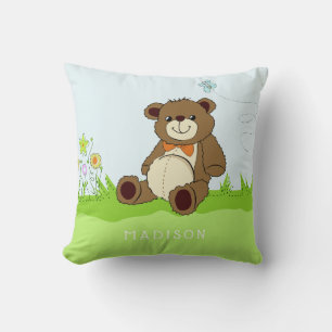 Coussin Cute Teddy Bear nom personnalisé lancer des oreill