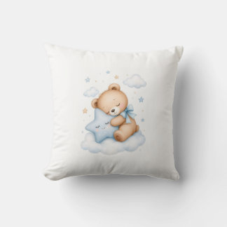 Coussin Cute Teddy Bear Sleeping on a Star Pillow | Sweet