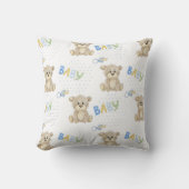 Coussin Cute Teddy Bear Watercolor Baby Boy Nursery (Recto)
