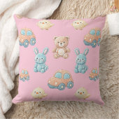 Coussin Cute Teddy & Bunny Kids Throw Pillow (Couverture)