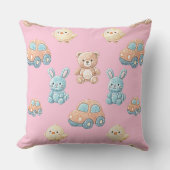 Coussin Cute Teddy & Bunny Kids Throw Pillow (Recto)
