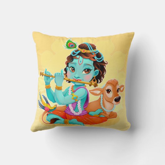 Coussin Cute Tiny Krishna & Cow (Verso)