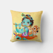 Coussin Cute Tiny Krishna & Cow (Recto)