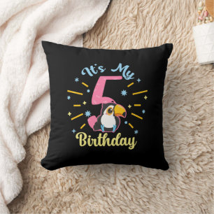 Coussin Cute Toucan 5e anniversaire 5 année fille de naiss