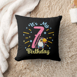 Coussin Cute Toucan 7e anniversaire 7 année fille de naiss