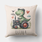 Coussin Cute Trex Dinosaur conduire un tracteur (Verso)