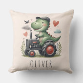Coussin Cute Trex Dinosaur conduire un tracteur (Recto)