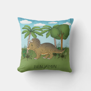 Coussin Cute Triceratops Dinosaur Nature tropicale