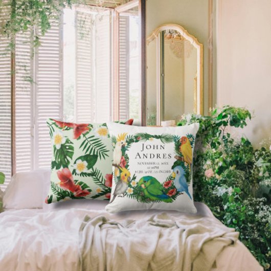 Coussin Cute Tropical Exotic bébé perroquets Garçon Nurser