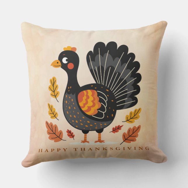 Coussin Cute Turquie Bon thanksgiving Jeu d'oreiller (Verso)