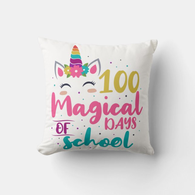 Coussin Cute Unicorn 100 Jours Magiques De L'École (Recto)