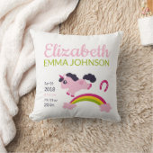 Coussin Cute Unicorn Baby Stats de naissance (Couverture)