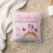 Coussin Cute Unicorn Baby Stats de naissance (Couverture)
