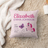 Coussin Cute Unicorn Baby Stats de naissance (Couverture)