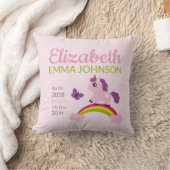 Coussin Cute Unicorn Baby Stats de naissance (Couverture)