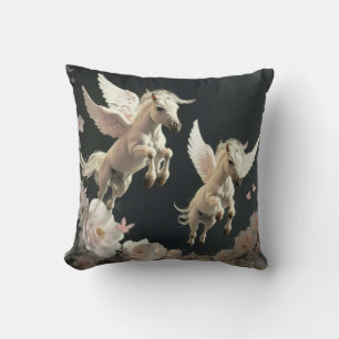 Coussin Cute Unicornes florale volant petit poney Throw Pi