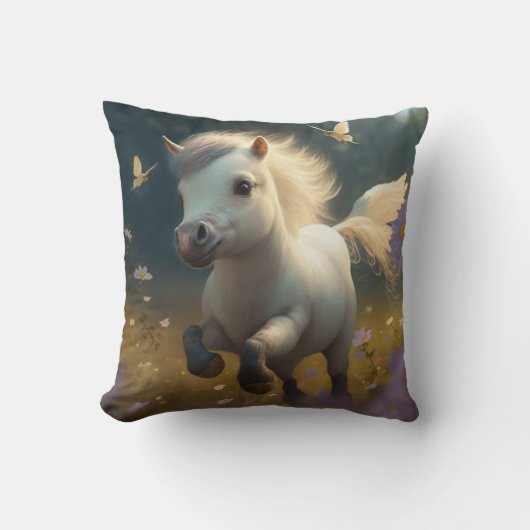 Coussin Cute Unicornes florale volant petit poney Throw Pi (Recto)