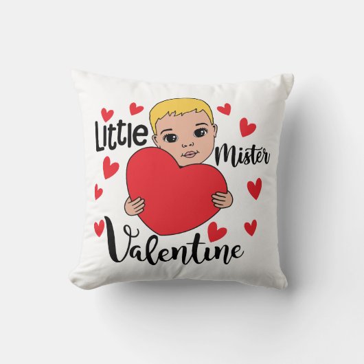 Coussin Cute Valentine Boy Holt Heart Gift Art pour enfant (Recto)