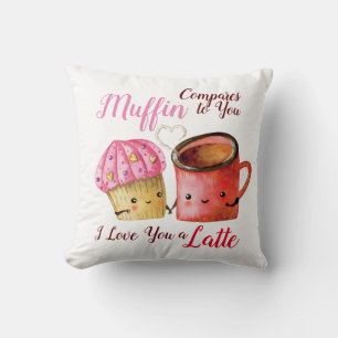 Coussin Cute Valentine's Day Cupcake et café Mug Couple