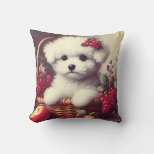 Coussin Cute Vintage Bichon Frisé Peinture