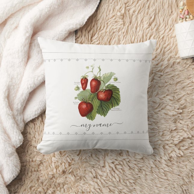 Coussin Cute Vintage fraise Variétés Ajouter Votre Nom (Couverture)