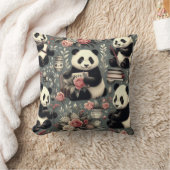 Coussin Cute Vintage Panda Floral (Couverture)