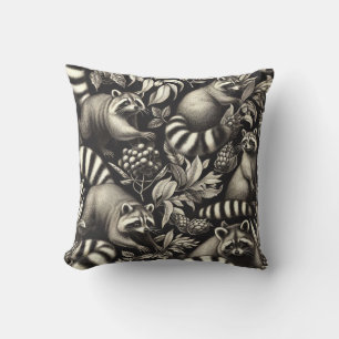 Coussin Cute Vintage Racoon sans couture