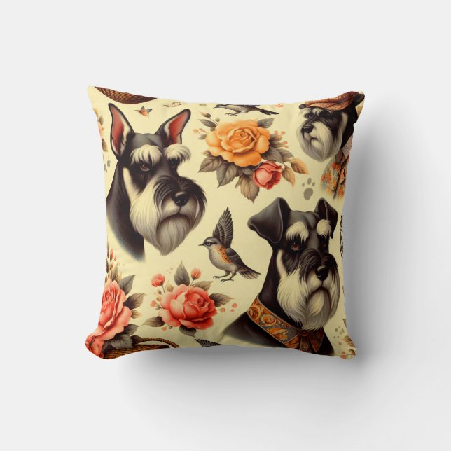 Coussin Cute Vintage Schnauzer (Recto)