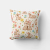 Coussin Cute Watercolor Bunny & Spring Flowers Pattern (Recto)